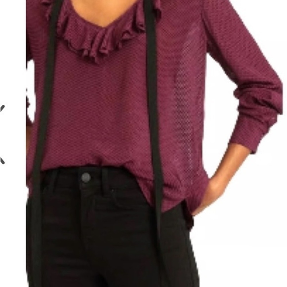 Reiss Mackenzie Ruffle Blouse Size 2 Berry